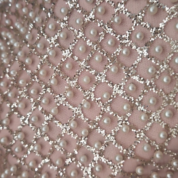 Y2k Handcrafted Pearl Details Stretchy Fabric Stealth Mini Formal Skirt Sz M - Picture 10 of 12